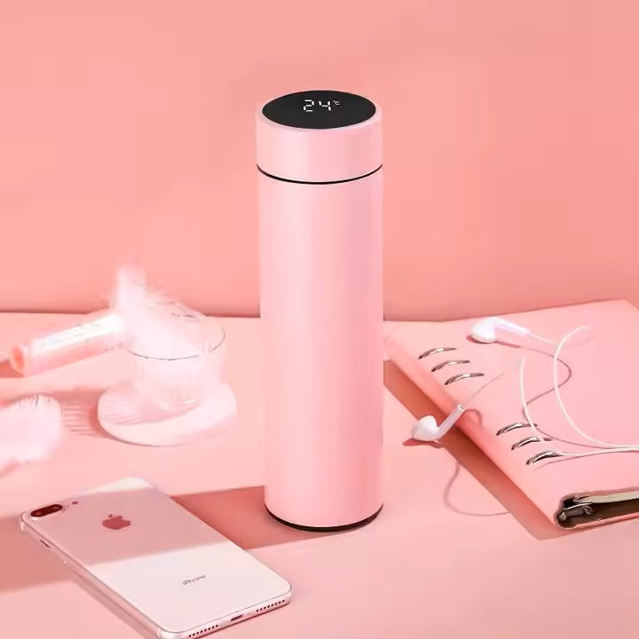 Smart LED Temperature Bottle β 500ml Stainless Steel Thermos | Hot & Cold Vacuum Flask with Touch Display