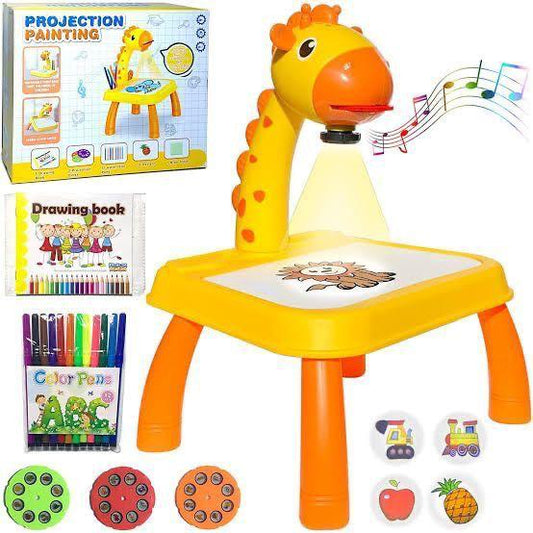 🎨 Mini Art Drawing Board LED Projector Toy – Kids’ Painting Table with Markers & Drawing Book